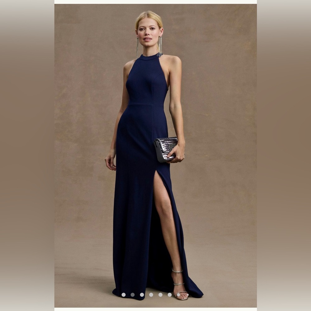 BHLDN Lennox Halter Open-Back Crepe Gown